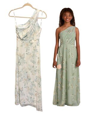 Birdy Grey Kiana Sage Bouquet Junior Bridesmaid Maxi Dress